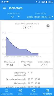 Body measurements - weight, BM android App screenshot 5