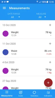 Body measurements - weight, BM android App screenshot 7